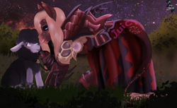 Size: 3258x1993 | Tagged: safe, alternate version, artist:brainiac, derpibooru import, oc, oc:dedee, alpaca, earth pony, collar, digital painting, false unicorn, final fantasy, final fantasy xiv, leash, male, meme, pet play, stallion, zenos