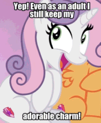 Size: 367x449 | Tagged: safe, edit, edited screencap, editor:undeadponysoldier, screencap, scootaloo, sweetie belle, pony, unicorn, growing up is hard to do, awesome face, cropped, cute, diasweetes, epic face, female, mare, older, older sweetie belle, solo, solo focus