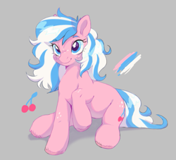 Size: 715x650 | Tagged: safe, artist:g4bby, derpibooru import, earth pony, pony, freckles, simple background, sitting, smiling, solo, unshorn fetlocks