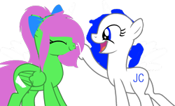 Size: 1323x801 | Tagged: safe, artist:jc2000, derpibooru import, oc, oc only, oc:jc, oc:zippy sparkz, earth pony, pegasus, pony, base used, boop, duo, earth pony oc, eyes closed, happy, open mouth, pegasus oc, smiling