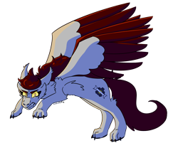 Size: 2000x1661 | Tagged: safe, artist:hiddenfaithy, derpibooru import, oc, oc only, oc:skyfire lumia, pegasus, werewolf, angry, claws, colored wings, colored wingtips, ear fluff, ears, fangs, halloween, holiday, large wings, pounce, simple background, spread wings, transparent background, were-pony, wings