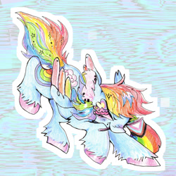 Size: 1280x1280 | Tagged: safe, artist:larvaecandy, derpibooru import, rainbow dash, pegasus, pony, pride, pride flag, progress pride flag, solo, traditional art