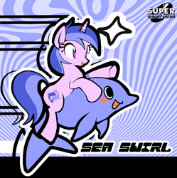 Size: 1534x1542 | Tagged: safe, artist:yidwags, derpibooru import, sea swirl, seafoam, dolphin, unicorn, solo, text