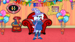 Size: 1164x655 | Tagged: safe, artist:natesavestheday, derpibooru import, trixie, equestria girls, birthday, blue's clues, pixel art