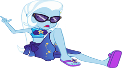 Size: 4257x2360 | Tagged: safe, artist:homersimpson1983, derpibooru import, edit, edited screencap, screencap, trixie, equestria girls, background removed, simple background, solo, sunglasses, transparent background, wrong aspect ratio