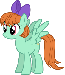 Size: 5738x6594 | Tagged: safe, artist:starryshineviolet, derpibooru import, peppermint goldylinks, pegasus, pony, absurd resolution, background pony, bow, female, friendship student, gameloft, hair bow, looking at something, mare, simple background, solo, spread wings, transparent background, vector, wings