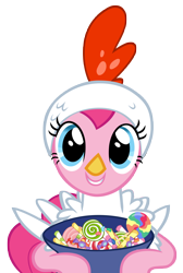 Size: 7006x10437 | Tagged: safe, artist:andoanimalia, derpibooru import, pinkie pie, earth pony, pony, luna eclipsed, animal costume, candy, chicken pie, chicken suit, clothes, costume, female, food, nightmare night costume, simple background, solo, transparent background, vector