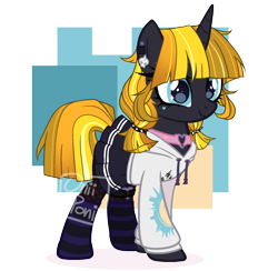 Size: 1816x1769 | Tagged: safe, artist:oniiponii, derpibooru import, oc, oc only, pony, unicorn, base used, clothes, collar, eyelashes, female, hoodie, horn, mare, simple background, skirt, smiling, solo, transparent background, unicorn oc