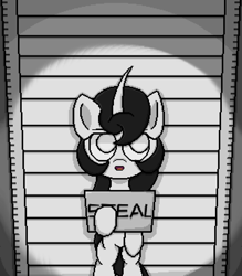 Size: 1791x2048 | Tagged: safe, artist:taoyvfei, derpibooru import, oc, oc:taoyvfei, pony, unicorn, clothes, curved horn, horn, pixel art, prison outfit, unicorn oc