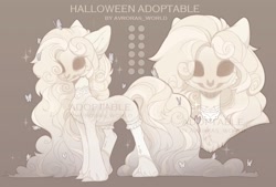 Size: 2000x1350 | Tagged: safe, artist:avroras_world, derpibooru import, oc, oc only, butterfly, earth pony, ghost, ghost pony, pony, adoptable, female, lace, mare, skull, solo, watermark