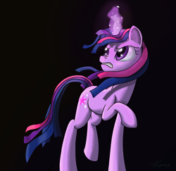 Size: 2200x2140 | Tagged: safe, artist:alorpax, derpibooru import, twilight sparkle, pony, black background, magic, simple background, solo