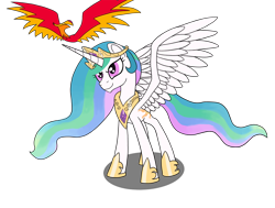 Size: 1300x983 | Tagged: safe, artist:alorpax, derpibooru import, philomena, princess celestia, pony, simple background, transparent background