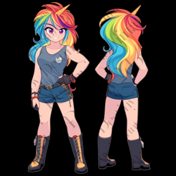 Size: 1024x1024 | Tagged: safe, ai content, derpibooru import, machine learning generated, rainbow dash, human, prompter:destiny2dominator