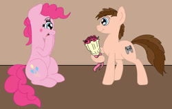 Size: 828x526 | Tagged: safe, artist:thebronypony123, derpibooru import, pinkie pie, oc, pony, female, flower, male, rose