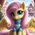 Size: 1024x1024 | Tagged: safe, ai content, machine learning generated, fluttershy, pegasus, pony, alternate cutie mark, bing, clothes, female, hearth's warming eve, looking at you, mare, ponyville, snow, solo, spread wings, sweater, tree, wide hips, window, winter