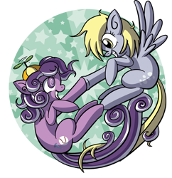 Size: 850x877 | Tagged: safe, artist:xkappax, derpibooru import, derpy hooves, screwball, earth pony, pegasus, pony, backwards cutie mark, duo, female, hoofbump, mare, simple background, transparent background