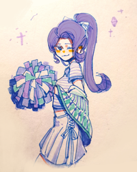 Size: 2166x2708 | Tagged: safe, artist:jsdhwdmax028, derpibooru import, rarity, human, equestria girls, cheerleader, cheerleader outfit, clothes, one eye closed, photo, side view, smiling, solo, traditional art, wink