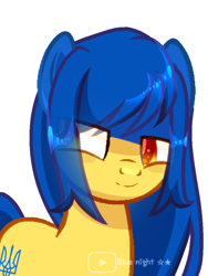 Size: 720x960 | Tagged: safe, artist:diniarvegafinahar, derpibooru import, oc, oc:ukraine, earth pony, pony, eye clipping through hair, female, lidded eyes, looking at you, mare, nation ponies, ponified, simple background, solo, species swap, ukraine, white background