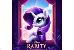 Size: 1517x1024 | Tagged: safe, ai content, derpibooru import, machine learning generated, rarity, unicorn, ai disney poster, disney, female, mare, meme, poster