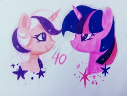 Size: 3264x2448 | Tagged: safe, artist:equmoria, derpibooru import, twilight, twilight sparkle, pony, unicorn, g1, g4, marker drawing, mlp fim's thirteenth anniversary, solo, sparkles, traditional art