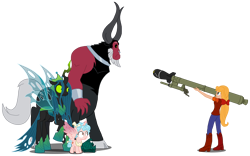 Size: 3200x2000 | Tagged: safe, artist:crisostomo-ibarra, derpibooru import, cozy glow, lord tirek, megan williams, queen chrysalis, alicorn, centaur, changeling, changeling queen, human, pony, taur, equestria girls, g1, g4, alicornified, bell, boots, clothes, cloven hooves, confident, cowboy boots, cozycorn, denim, equestria girls-ified, female, filly, foal, g1 to g4, generation leap, grogar's bell, high heel boots, jeans, legion of doom, male, mlp fim's thirteenth anniversary, nuclear weapon, older, pants, race swap, rocket launcher, shocked, shocked expression, shoes, simple background, transparent background, ultimate chrysalis, weapon