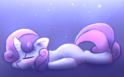 Size: 1897x1176 | Tagged: safe, artist:taps, derpibooru import, sweetie belle, pony, unicorn, blushing, cute, female, filly, foal, lying down, prone, sleeping, solo, wavy mouth