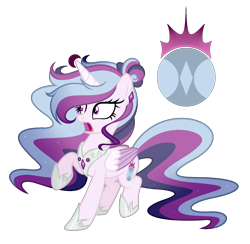 Size: 1500x1462 | Tagged: safe, artist:lunerymish, derpibooru import, oc, oc only, oc:princess archelia stellar gloomdawn, alicorn, pony, alicorn oc, base used, colored horn, colored wings, colored wingtips, ear piercing, earring, female, folded wings, frown, gradient mane, gradient tail, hair bun, hoof shoes, horn, jewelry, magenta eyes, magical lesbian spawn, mare, offspring, open mouth, parent:oc:twivine sparkle, parent:princess celestia, parents:canon x oc, peytral, piercing, princess shoes, raised hoof, raised leg, shocked, shrunken pupils, simple background, solo, sparkly mane, sparkly tail, surprised, tail, transparent background, two toned wings, wings