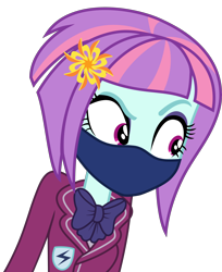 Size: 5368x6573 | Tagged: safe, artist:brokenadam, derpibooru import, sunny flare, equestria girls, angry, clothes, coronavirus, covid-19, crystal prep academy, crystal prep academy uniform, crystal prep shadowbolts, mask, school uniform, simple background, solo, transparent background