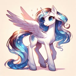 Size: 1024x1024 | Tagged: safe, ai content, derpibooru import, generator:bing ai, machine learning generated, oc, oc only, alicorn, pony, alicorn oc, female, horn, mare, solo, spread wings, wings