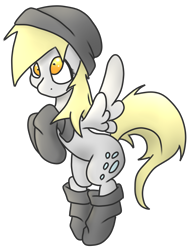 Size: 2513x3311 | Tagged: safe, artist:taps, derpibooru import, derpy hooves, pegasus, pony, beanie, clothes, cute, female, flying, hat, high res, mare, simple background, socks, solo, transparent background