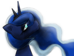 Size: 1420x1080 | Tagged: safe, artist:taps, derpibooru import, princess luna, alicorn, pony, bust, female, looking up, mare, portrait, profile, sad, simple background, solo, transparent background