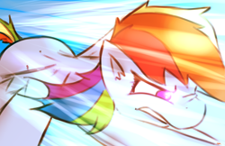 Size: 3000x1941 | Tagged: safe, artist:taps, derpibooru import, rainbow dash, pegasus, pony, close-up, female, flying, gritted teeth, high res, mare, solo, teeth