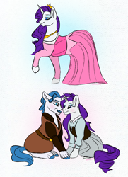 Size: 2094x2900 | Tagged: safe, artist:bella-pink-savage, derpibooru import, fancypants, rarity, pony, unicorn, 2019, clothes, dress, female, male, mare, old art, prince philip, princess aurora, raripants, shipping, sleeping beauty, stallion, straight