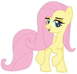 Size: 1690x1615 | Tagged: safe, artist:sscorpionsss, artist:twilyisbestpone, derpibooru import, fluttershy, pegasus, pony, base used, beautiful, bedroom eyes, cute, eyeshadow, fangs, female, looking at you, makeup, mare, open mouth, open smile, pretty, raised hoof, raised leg, shyabetes, simple background, smiling, solo, transparent background