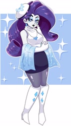 Size: 1799x3176 | Tagged: safe, artist:eemapso, derpibooru import, rarity, human, boots, clothes, female, hat, high heel boots, humanized, pony coloring, shirt, shoes, solo