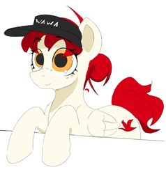 Size: 900x945 | Tagged: safe, derpibooru import, oc, oc:wah wah, pegasus, pony, red mane, red tail, simple background, solo, tail, wawa, white background