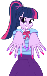 Size: 3437x5540 | Tagged: safe, artist:chrismc373, derpibooru import, sci-twi, twilight sparkle, equestria girls, clothes, female, nail polish, ponytail, simple background, solo, transparent background