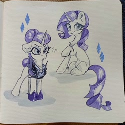 Size: 3062x3072 | Tagged: safe, artist:jsunlight, derpibooru import, rarity, pony, unicorn, alternate hairstyle, alternate timeline, night maid rarity, nightmare takeover timeline, solo, traditional art, watercolor painting