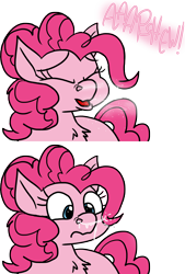 Size: 9145x13497 | Tagged: safe, artist:graymist, derpibooru import, pinkie pie, absurd resolution, comic, cute, dripping, humor, mane, messy mane, mucus, nostril flare, nostrils, open mouth, simple background, sneeze cloud, sneezing, snot, snot string, surprised, transparent background