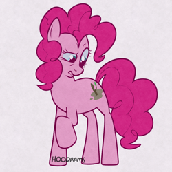 Size: 4096x4096 | Tagged: safe, artist:hoodrams, derpibooru import, pinkie pie, earth pony, pony, confused, cutie mark swap, implied mudbriar, simple background, white background, wrong cutie mark