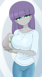 Size: 2015x3642 | Tagged: safe, alternate version, artist:batipin, derpibooru import, maud pie, equestria girls, breasts, female, looking at you, maud pies, solo