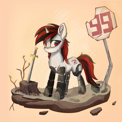 Size: 1800x1800 | Tagged: safe, artist:weiling, derpibooru import, oc, oc only, oc:blackjack, pony, unicorn, fallout equestria, fallout equestria: project horizons, fanfic art, solo, sword, weapon