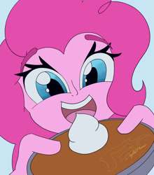 Size: 828x939 | Tagged: safe, artist:digi1talpho3nix, derpibooru import, pinkie pie, human, equestria girls, bust, food, looking at you, pie, pumpkin pie, solo, whipped cream