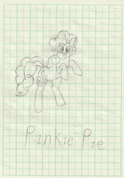 Size: 1561x2242 | Tagged: safe, derpibooru import, pinkie pie, earth pony, pony, g4, cute, cutie mark, graph paper, looking at you, smiling, smiling at you, solo, traditional art