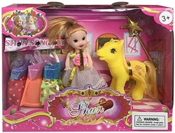 Size: 569x432 | Tagged: safe, derpibooru import, earth pony, human, pony, ages 3+, amazon.com, bootleg, choking hazard, clothes, dress, duo, female, mare, photo, ponytail, shun, shun song toy, toy