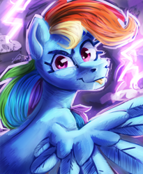 Size: 2000x2439 | Tagged: safe, artist:sonyager, derpibooru import, rainbow dash, pegasus, pony, lightning, solo, tongue, tongue out