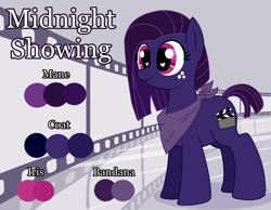 Size: 4500x3500 | Tagged: safe, artist:legendoflink, derpibooru import, oc, oc only, oc:midnight showing, bandana, female, heart, heart eyes, mare, reference sheet, solo, wingding eyes