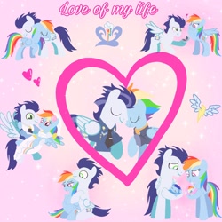 Size: 1400x1400 | Tagged: safe, artist:mlplary6, derpibooru import, rainbow dash, soarin', oc, oc:blue skies, oc:speedy dash, pegasus, pony, the last problem, baby, baby pony, blushing, bomber jacket, bridal carry, bride, carrying, clothes, colt, crying, dress, eyes closed, family, female, filly, foal, groom, happy, heart, husband and wife, jacket, love, male, mare, marriage, marriage proposal, married couple, newborn, offspring, older, older rainbow dash, older soarin', older soarindash, parent:rainbow dash, parent:soarin', parents:soarindash, preggo dash, pregnant, shipping, siblings, smiling, soarindash, stallion, straight, tears of joy, text, tuxedo, twins, wedding dress