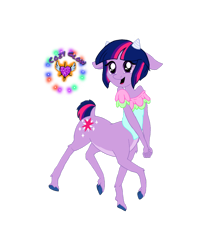 Size: 960x1152 | Tagged: safe, artist:real end, derpibooru import, twilight sparkle, deer, taur, deerified, deerlight sparkle, deertaur, ears, floppy ears, horns, open mouth, open smile, simple background, smiling, solo, species swap, transparent background