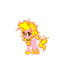 Size: 960x1152 | Tagged: safe, artist:real end, derpibooru import, pinkie pie, pony, black sclera, ear fluff of fire, fire, flaming hooves, goggles, leaf, mane of fire, plants vs zombies, pvz heroes, simple background, smiling, solar flare (pvz), solo, superhero, tail, tail of fire, transparent background, waving